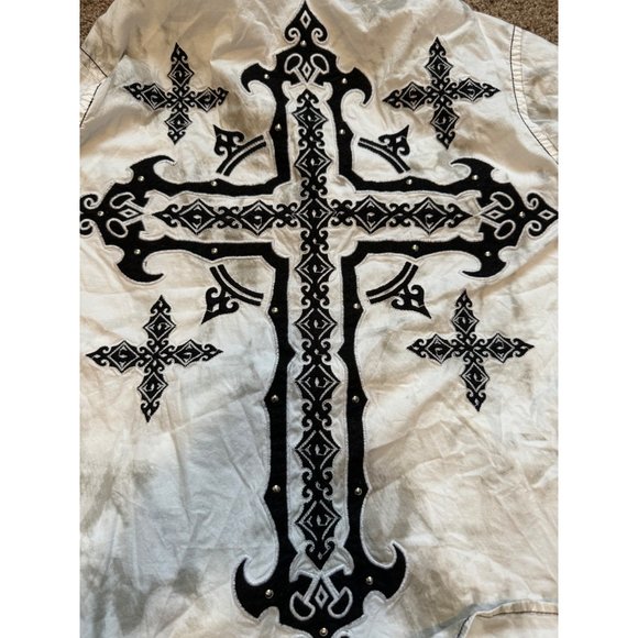 ROAR Men’s Signature Edition White Embroidered Button Up Shirt Richness Roars LG - Picture 13 of 13